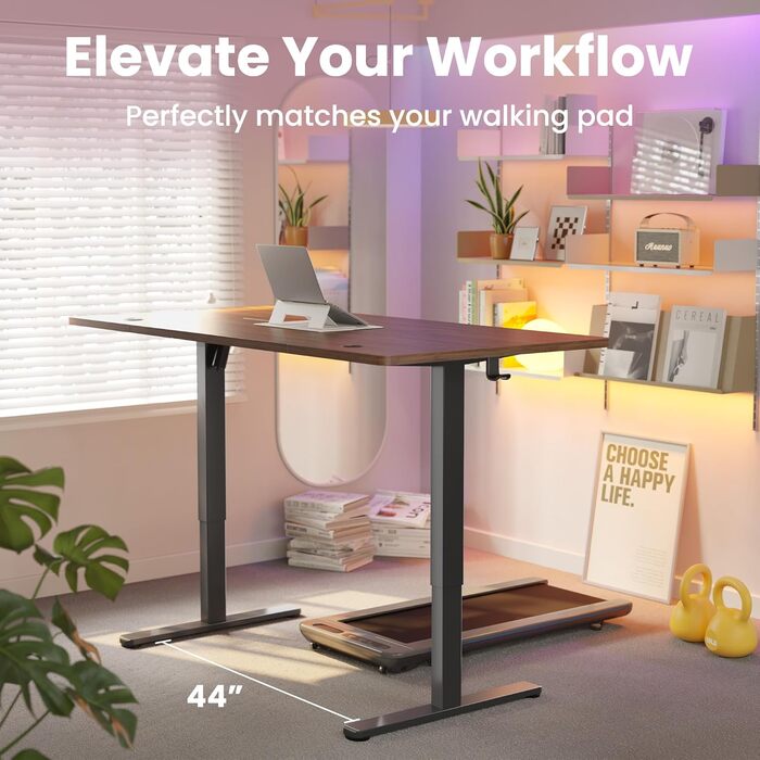 Регульований стіл HUANUO з пам'яттю висоти, електричний стіл для дому, офісу та комп'ютера, стоячий стіл (темно-горіховий, 160 x 80 см)