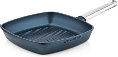 Сковорода-гриль Westinghouse PERFORMANCE SERIES 28 см з нержавіючої сталі, підходить для індукції, грилю та всіх типів плит, з антипригарним покриттям, для духовки та миття в посудомийній машині, алюміній, блакитний