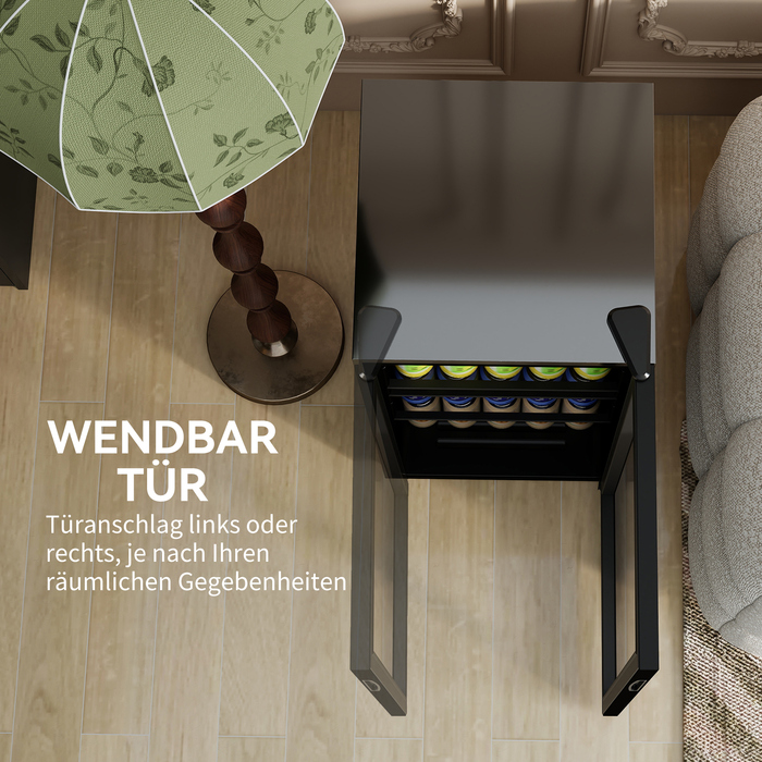 Міні-холодильник 93 л з скляними дверцятами, регульованими полицями, LED-підсвічуванням, регулюванням температури, розміром 47,2 x 43,7 x 83,3 см, чорного кольору