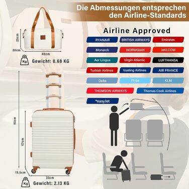 Набір валіз COOLIFE 6 предметів: дорожні валізи 16, 20, 24, 28 дюймів, сумка для подорожей та косметичка, ABS пластик, колеса 360°, TSA-замок, синій/коричневий