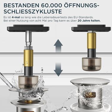 Змішувач для ванної кімнати Forious, водоспад, одноручний, хром, висота виливу 80 мм, економія води та енергії