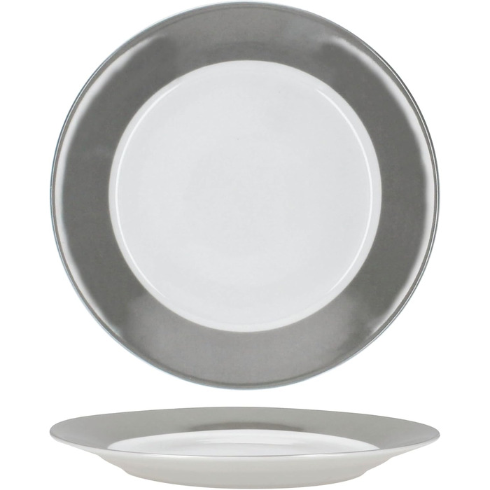 Набір посуду MamboCat Grau 12 предметів: 6 тарілок та 6 чашок 350 мл, 10,3 см, для 6 осіб, порцеляна