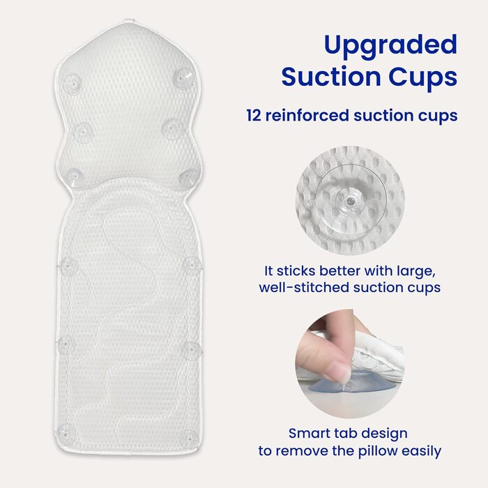 Подушка для ванни, швидковисихаюча, велика сітчаста подушка для тіла, з мішком для білизни та петелькою, біла