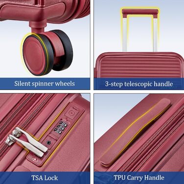 Набір валіз Joyway 4 шт. з жорстким корпусом та TSA-замком. Розширюваний набір валіз, містить 1 велику сумку (Червоний).
