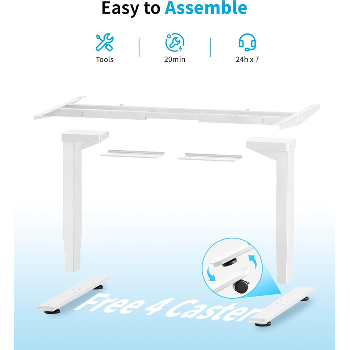 Електричний регульований стіл MAIDeSITe T2 Pro Plus (Чорний, Сірий) з 2 моторами, 3 ступені регулювання та пам'ять