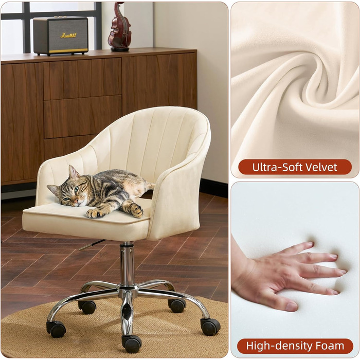 Крісло для офісу Fiximaster Homeoffice: регульоване, ергономічне, з велюру, до 113 кг, кремове