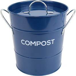 Повністю зелений кухонний компостний контейнер, металевий, темно-синій, для харчових відходів, з інструкціями з компостування Зелений