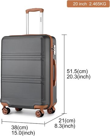 Набір валіз KONO 4 в 1: велика валіза, ручна валіза 55 см, косметичка, сумка для подорожей (кремово-білий)