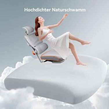 Офісне крісло Newtral Ergonomic NT002 з регульованою підголівником та підлокітниками (сірий), знімний стіл