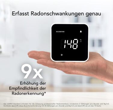 Виявник радону Ecosense EB100 EcoBlu: моніторинг радію, простий у використанні, білий