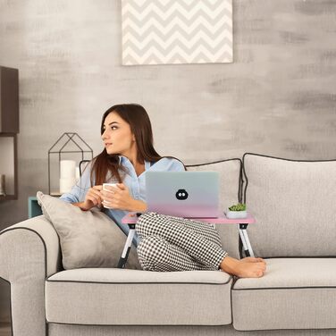 Столик для ноутбука Relaxdays на ліжко/диван, рожевий, 26 x 63 x 40 см, з регульованою висотою