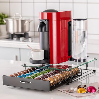 Тримач для капсул Vertuo Rice Rat для Nespresso Vertuo, 50 капсул, чорний, скляний, прозорий