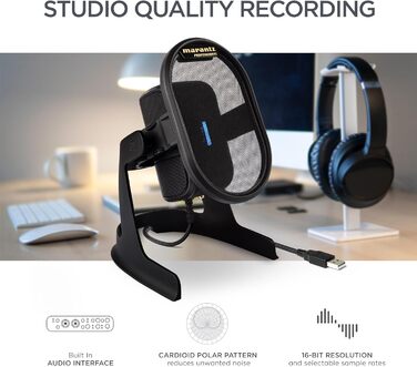 Мікрофон конденсаторний Marantz Professional MPM-1000U з великою мембраною та USB-підключенням для подкастів, студії та геймінгу