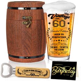 Персоналізований пивний келих з гравіюванням для чоловіка на 60 років, 1966 рік народження, в дерев'яній подарунковій коробці 470 мл + відкривачка для пляшок. Ідея подарунка на День народження, День Святого Валентина.