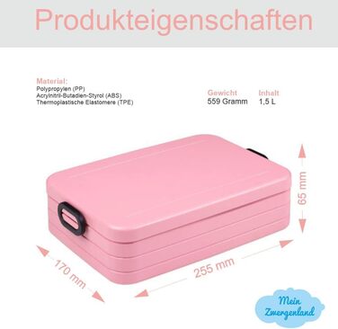 Л, Take a Break Large Bento ланч-бокс з відділеннями, персоналізований з іменем, коробка для їжі з роздільниками в кольорі Nordic Pink (макс. 50 символів), 1,5