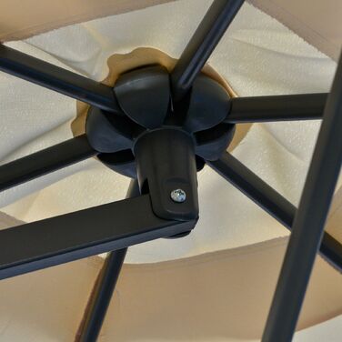 Вітростійкий парасоль для саду Ø293 см з бічним важелем та хрестоподібною основою, з захистом від вітру та вологи, кремово-білий