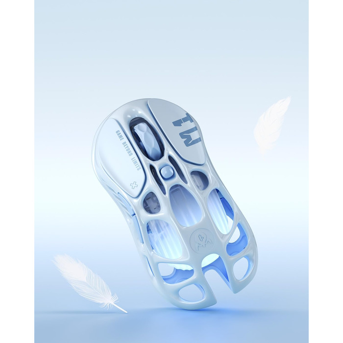 Миша ігрова бездротова GravaStar Mercury M1 Pro, 26000 DPI, 4K, PAW3395, 88г, Bluetooth/2.4G/кабель, RGB, 5 кнопок – Чорний градієнт (Електро-блакитний)