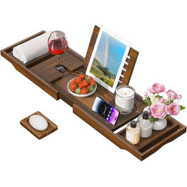 Підставка для ванни з текового дерева, розширювана, для ванної кімнати, дерев'яна, як унікальний подарунок на новосілля