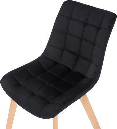 Набір з 2-х обідніх стільців Passaic з велюру, ергономічно м'яко оббиті та з прострочкою, з захистом для підлоги, витримують до 150 кг, колір: чорний
