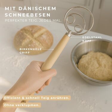 Набір для випікання хліба: корзина для бродіння, набір для закваски та аксесуари | корзина з ротангу 25 см, аксесуари для закваски, датський вінчик | набір для випікання хліба