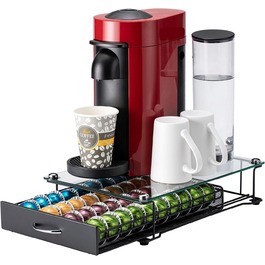 Організатор для капсул Vertuo: підставка для Nespresso з підсвічуванням, для шафи, Vertuoline, 40 капсул (з ручкою)