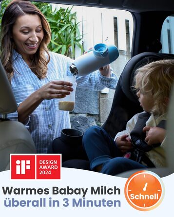 Підігрівач для пляшечок GROWNSY для подорожей: портативний, акумулятор 10000mAh, 600мл, точний контроль температури, рожевий (блакитний)