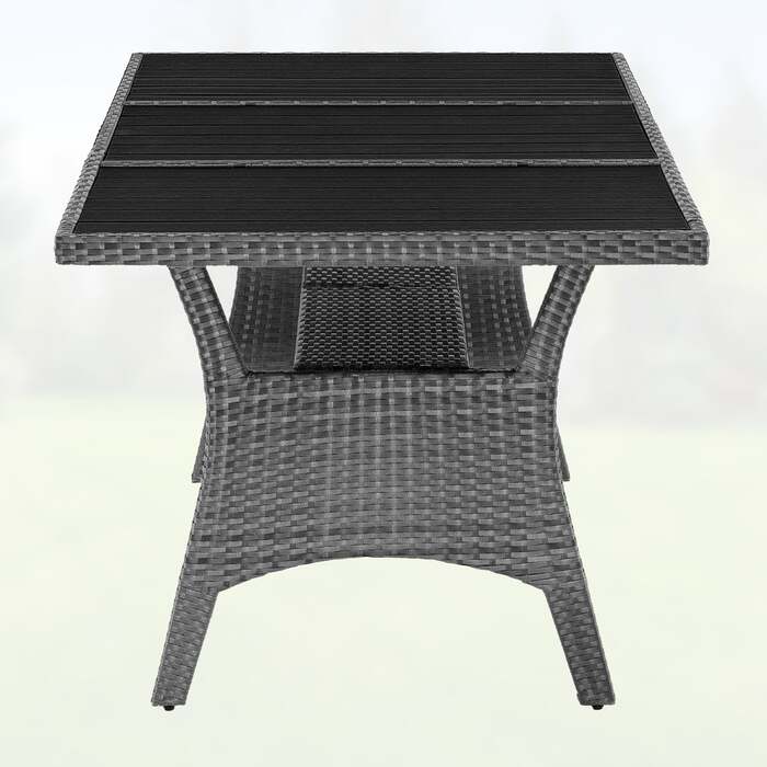 Стіл садовий з поліротанга Takeo Grey 190x90x75см WPC