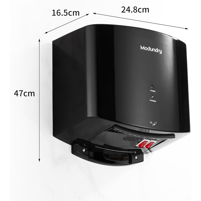 Автоматичний електричний сушар для рук настінний для дому та офісу, чорний