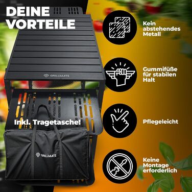 Зручний складаний гриль-стіл Outdoor для відпочинку на природі | Стіл для гриля, балкона, кемпінгу, саду | Складаний гриль-комплект з алюмінію, стійкий до корозії, витримує до 50 кг, з сумкою