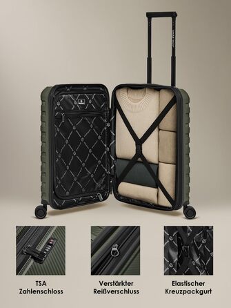 Набір валіз Smartbox Hartschalen 3 шт. | Розширювані, з TSA-замком, з відділенням для ноутбука | Olive (Оливковий), S (55 см)