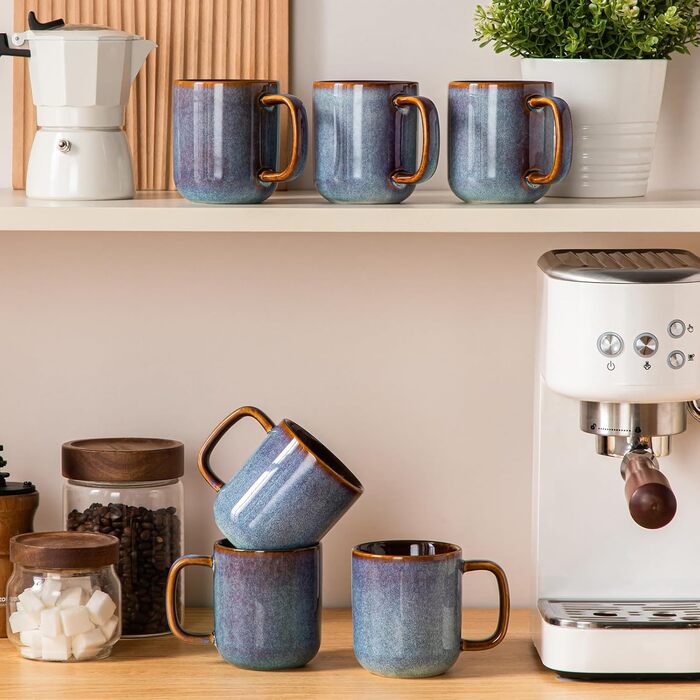 Набір посуду Vancasso Steingut 24 елементи (на 8 осіб) - Тарілки, салатники, миски. Серія ONION (блакитний), дизайн Galaxie.