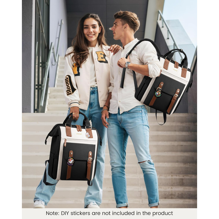 Рюкзак LOVEVOOK для дівчат, жінок, підлітків: шкільний, для ноутбука (17 дюймів), водонепроникний, універсальний (університет, бізнес, подорожі), чорний+бежевий+коричневий