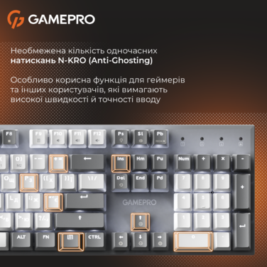 Дротова механічна клавіатура GamePro Genesis Metallic (MK144G) 100% Red switches