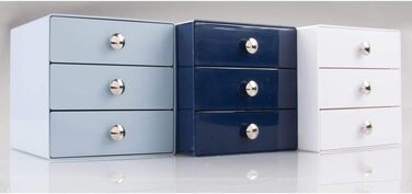 Органайзер для макіяжу iDesign Drawers Високоякісна коробка для зберігання косметики, косметики та Ко Ящик з 3 висувними ящиками Пластик темно-синього кольору