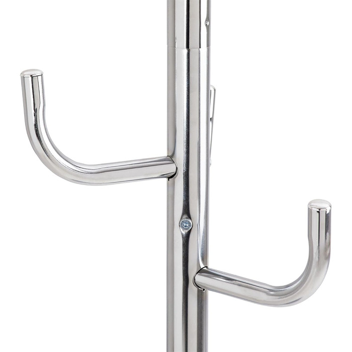 Металева вішалка для одягу IDIMEX Mila з 8 гачками, хромована, з підставкою для капелюхів