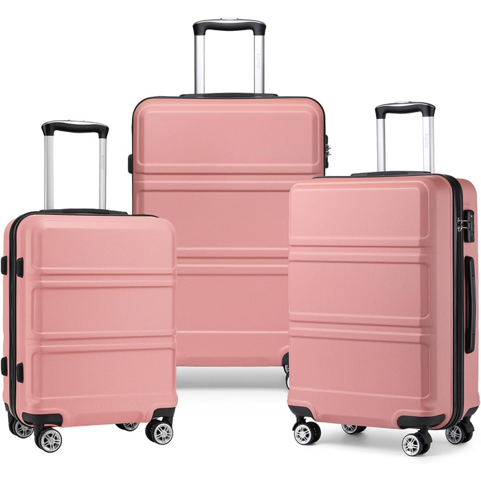 Валіза KONO 24 дюйми з TSA-замком, ABS, 4 колеса, 65×44×25.5 см, набір 3 шт.