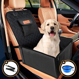 Автомобільне сидіння для собак Looxmeer для маленьких середніх собак переднє сидіння і заднє сидіння, автомобільне сидіння для собак з ременем безпеки, складна ковдра для собак чохол на автомобільне сидіння переднє сидіння Водонепроникний на розрив для захисту автомобіля, Чорний переднє сидіння і заднє сидіння-чорний