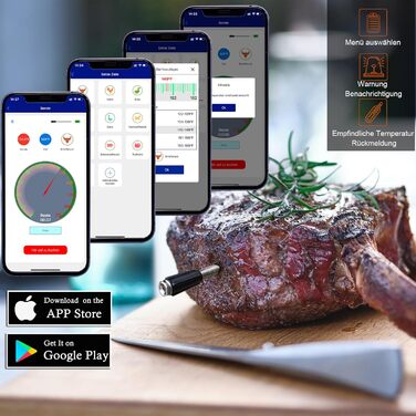 Бездротовий термометр для м'яса з Bluetooth, 150м - розумний термометр для гриля, BBQ, мангалу, духовки, кухні