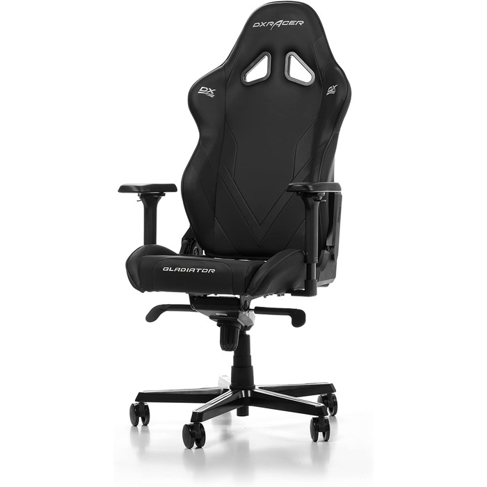 Ігрове крісло DXRacer Gladiator G001, Штучна шкіра, Чорне, до 200 см