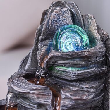 Джерело води Zen'Light Zimmerbrunnen: природний водоспад зі каменями та LED-підсвіткою для медитації та релаксації. Декоративний фонтан для дому, Feng Shui, H 23см (Luberon)