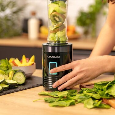 Блендер портативний Cecotec Power Titanium 300 EasyGo, 350W, з дробленням льоду, 4 леза з титановим покриттям, 2 пляшки, 2 кришки