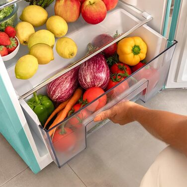 Холодильник Cecotec Bolero CoolMarket 2D Origin 86L: 89,3 см, 48,7 см, 86 л, Клас E, з відділенням для льоду, внутрішнім освітленням, хромованим ручками