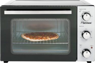 Міні-піч Bestron AOV31PS 31 л з обертальним шампуром та каменем для піци, 1500 Вт, нержавіюча сталь