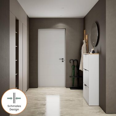 Взуттєва шафа Planetmöbel з 3 стінками, 6 полицями, 60 x 23 x 118 см, білий/сірий колір