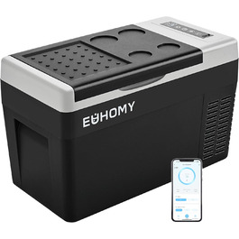 EUHOMY Компресорна холодильна сумка -20℃~20℃, 12/24V DC & 230V AC, Bluetooth, 26QT (24 літри)