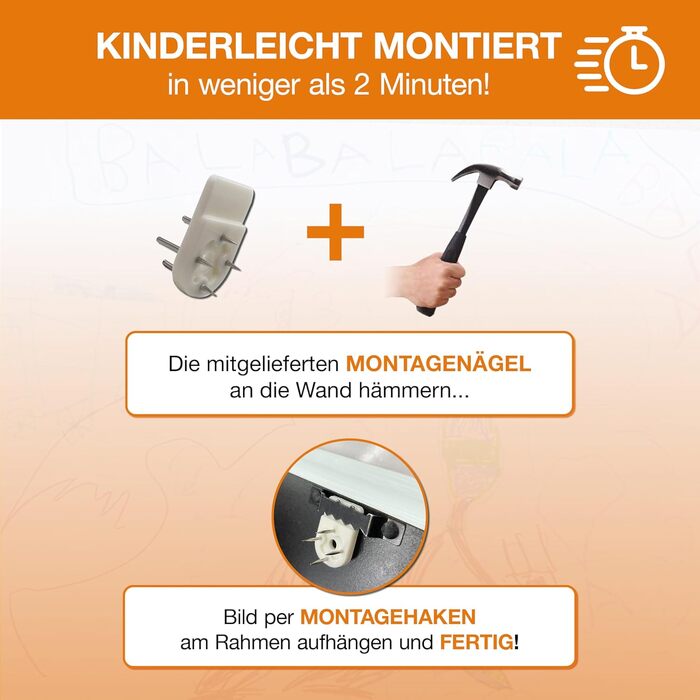 BALA® Преміум рамки для фотографій - 2 шт. A4, для дитячих малюнків та творчих робіт, з фронтальною відкриваністю та кріпленням для підвішування/ставлення, вміщують 120+ зображень (Білий)