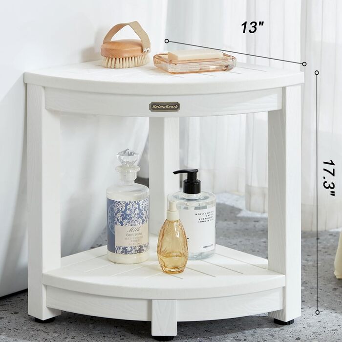 Двомісний стілець для душу Eck-Duschhocker, водонепроникний, з полівудних матеріалів, білий. Зручний стілець для душу та ванної кімнати, стійкий, з регульованими ніжками.