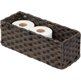 Тримач для туалетного паперу в сільському стилі mDesign, плетений кошик для фермерського будинку-невеликий органайзер для зберігання речей у ванній, на стійці або унітазі-вміщує 3 рулони туалетного паперу-Сірий омбре (коричневий омбре)