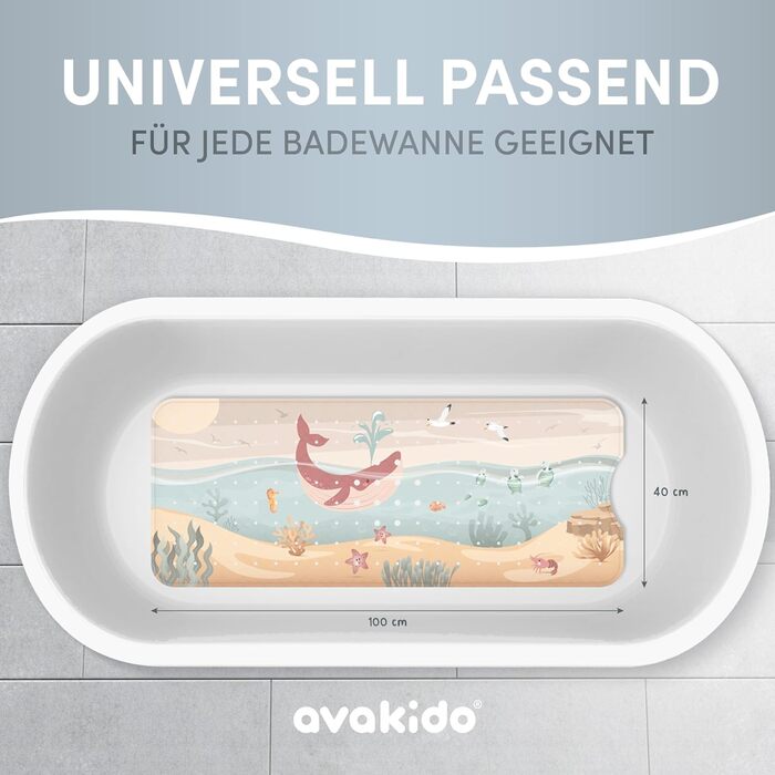 Нековзний килимок для ванної avakido дитячий - без бісфенолу А, стійкий до цвілі, можна прати в пральній машині, в т.ч. 2 гачки