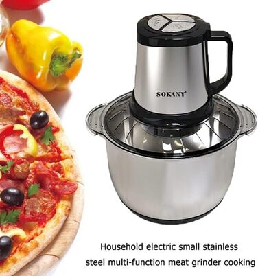 М'ясорубка-подрібнювач SOKANY SK-7015 800W електричний з чашею 3л з нержавіючої сталі, 2 швидкості, для м'яса, овочів, фруктів